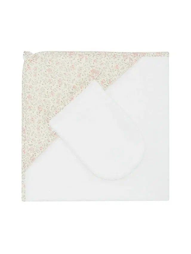 Marie-Chantal Baby Girl's 2-Piece Athena Bathadeline Towel & Wash Mitten Bathtime Set - Poreclain