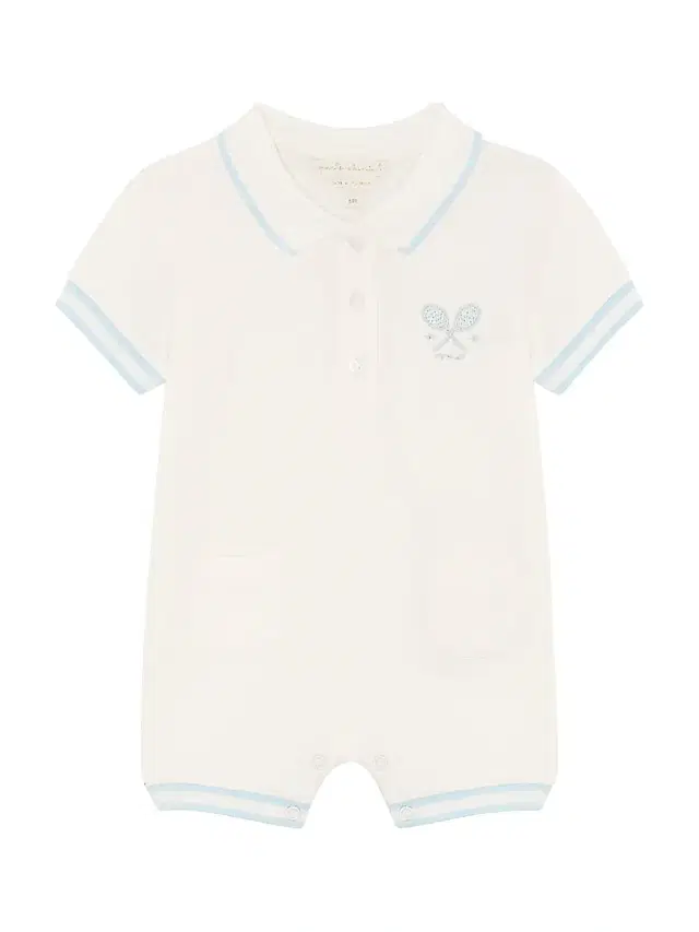 Marie-Chantal Baby Boy's Cory Embroidered Romper - Milky White 18 Months