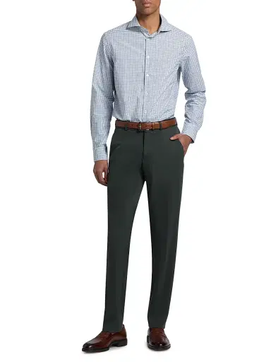 Canali Men's Window Check Cotton Sport Shirt - Blue | Thumbnail 2 Canali Men's Window Check Cotton Sport Shirt - Blue | Thumbnail 2