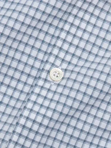 Canali Men's Window Check Cotton Sport Shirt - Blue | Thumbnail 7 Canali Men's Window Check Cotton Sport Shirt - Blue | Thumbnail 7