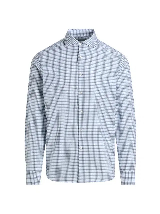 Canali Men's Window Check Cotton Sport Shirt - Blue
