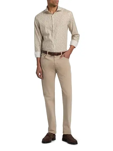 Canali Men's Floral Linen-Cotton Sport Shirt - Grey - Size Medium | Thumbnail 2