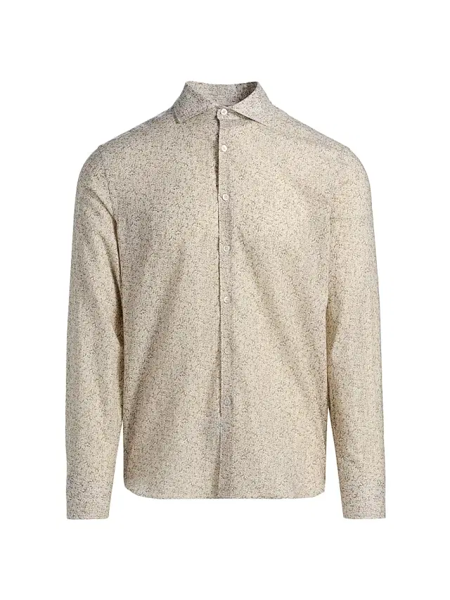 Canali Men's Floral Linen-Cotton Sport Shirt - Grey