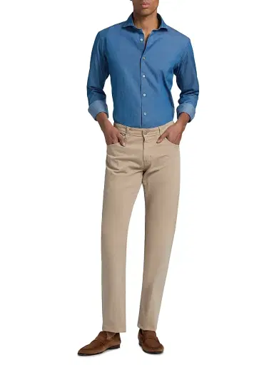 Canali Men's Chambrey Sport Shirt - Blue - Size Medium | Thumbnail 2 Canali Men's Chambrey Sport Shirt - Blue - Size Medium | Thumbnail 2