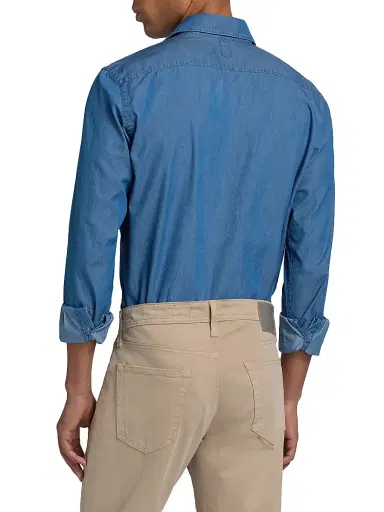 Canali Men's Chambrey Sport Shirt - Blue - Size Medium | Thumbnail 5 Canali Men's Chambrey Sport Shirt - Blue - Size Medium | Thumbnail 5