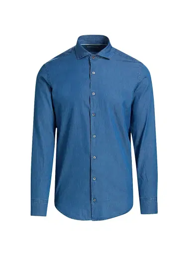 Canali Men's Chambrey Sport Shirt - Blue - Size Medium | Thumbnail 1 Canali Men's Chambrey Sport Shirt - Blue - Size Medium | Thumbnail 1