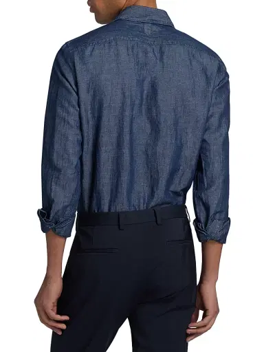 Canali Men's Cotton-Linen Sport Shirt | Thumbnail 5