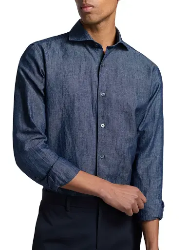 Canali Men's Cotton-Linen Sport Shirt | Thumbnail 6