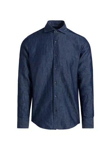Canali Men's Cotton-Linen Sport Shirt | Thumbnail 1