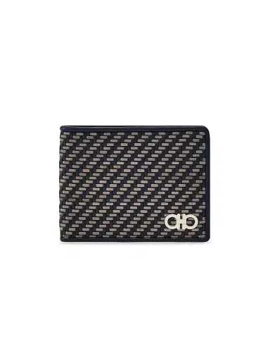 Ferragamo Men's Leather Woven Bifold Wallet | Thumbnail 1 Ferragamo Men's Leather Woven Bifold Wallet | Thumbnail 1
