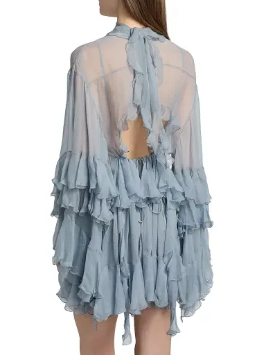 Chloé Women's Silk Georgette Tiered Minidress - Sandy Black | Thumbnail 5