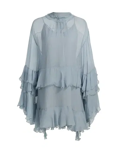 Chloé Women's Silk Georgette Tiered Minidress - Sandy Black | Thumbnail 1