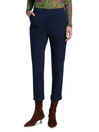 Etro Women's Milano Cotton Cigatette Trousers - Corda Scuro | Thumbnail 3 Etro Women's Milano Cotton Cigatette Trousers - Corda Scuro | Thumbnail 3