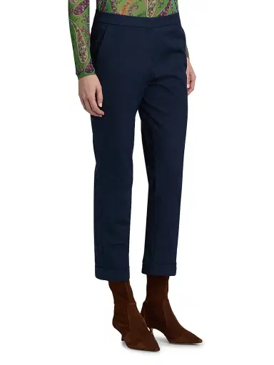 Etro Women's Milano Cotton Cigatette Trousers - Corda Scuro | Thumbnail 4 Etro Women's Milano Cotton Cigatette Trousers - Corda Scuro | Thumbnail 4