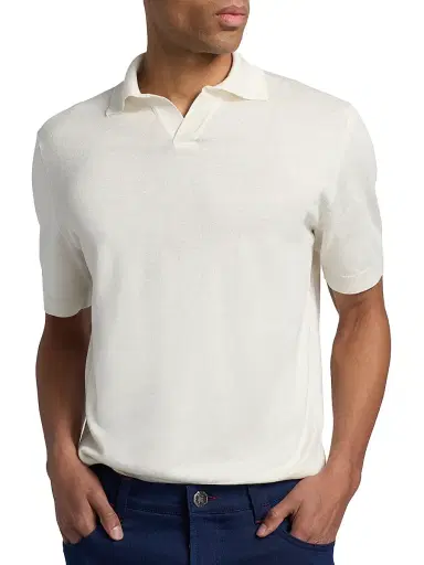 Stefano Ricci Men's Silk-Linen-Cotton Polo Shirt - White - Size 46 | Thumbnail 6 Stefano Ricci Men's Silk-Linen-Cotton Polo Shirt - White - Size 46 | Thumbnail 6