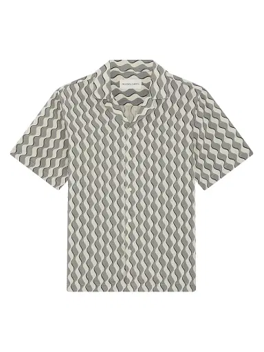 Frescobol Carioca Men's Roberto Listra Print Linen Shirt - Coastal Blue | Thumbnail 1