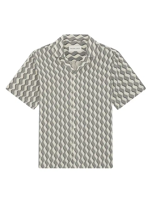 Men's Roberto Listra Print Linen Shirt - Coastal Blue