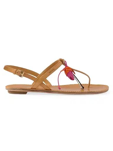 Prada Women's Antiqued Leather Thong Sandals with Floral Ornament - Beige Khaki - Size 9.5 | Thumbnail 1 Prada Women's Antiqued Leather Thong Sandals with Floral Ornament - Beige Khaki - Size 9.5 | Thumbnail 1