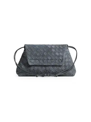 Bottega Veneta Women's Giorno Intrecciato Suede Pouch - Cloudy Indigo | Thumbnail 6
