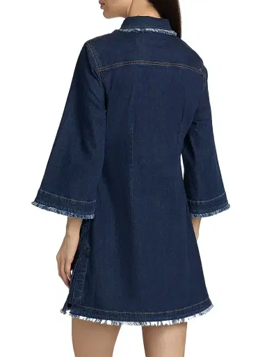 Cinq à Sept Women's Dany Bicolor Fringe Denim Minidress | Thumbnail 5 Cinq à Sept Women's Dany Bicolor Fringe Denim Minidress | Thumbnail 5