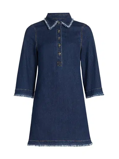 Cinq à Sept Women's Dany Bicolor Fringe Denim Minidress - Twilight - Size 16 | Thumbnail 1 Cinq à Sept Women's Dany Bicolor Fringe Denim Minidress - Twilight - Size 16 | Thumbnail 1