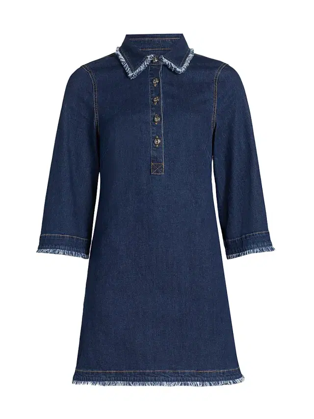 Women's Dany Bicolor Fringe Denim Minidress - Twilight