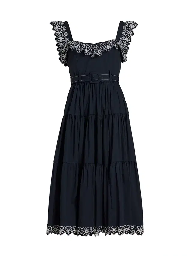 Women's Pierson Eyelet-Trim Belted Midi-Dress - Navy White