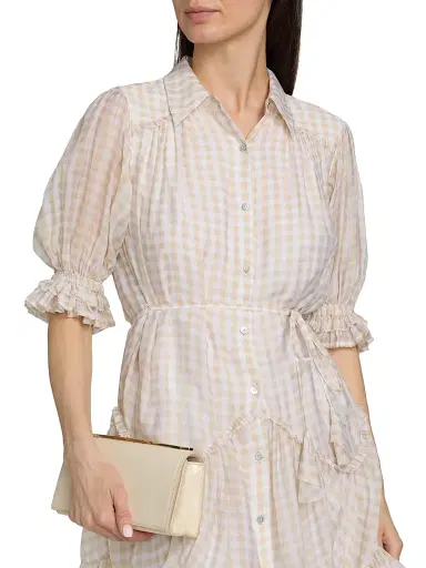 Cinq à Sept Women's Gwendoline Gingham Voile Minidress - Khaki White - Size 14 | Thumbnail 6