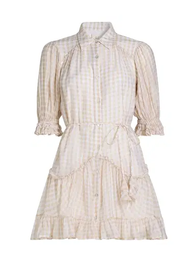 Cinq à Sept Women's Gwendoline Gingham Voile Minidress - Khaki White - Size 14 | Thumbnail 1