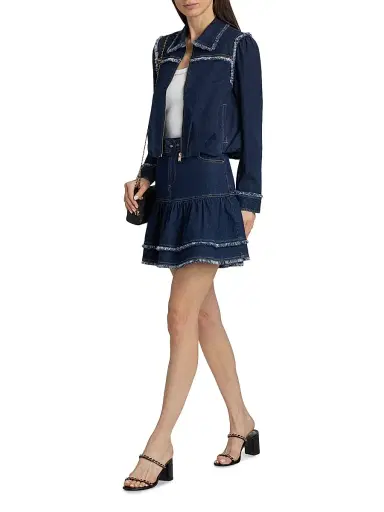 Cinq à Sept Women's Martina Fringe Denim Miniskirt | Thumbnail 2