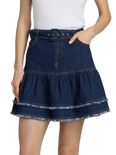 Cinq à Sept Women's Martina Fringe Denim Miniskirt | Thumbnail 3