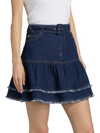 Cinq à Sept Women's Martina Fringe Denim Miniskirt | Thumbnail 4