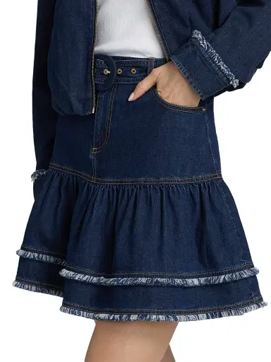 Cinq à Sept Women's Martina Fringe Denim Miniskirt | Thumbnail 6