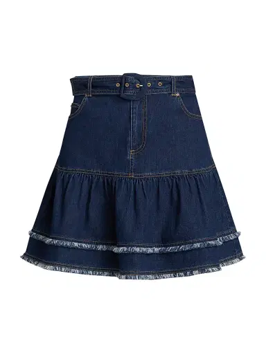 Cinq à Sept Women's Martina Fringe Denim Miniskirt | Thumbnail 1