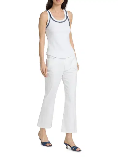 Cinq à Sept Women's Quenta Bicolor Fringe Tank - White Twilight - Size XL | Thumbnail 2