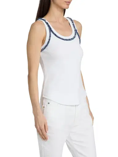 Cinq à Sept Women's Quenta Bicolor Fringe Tank - White Twilight - Size XL | Thumbnail 4