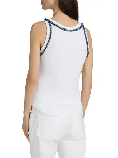 Cinq à Sept Women's Quenta Bicolor Fringe Tank - White Twilight - Size XL | Thumbnail 5