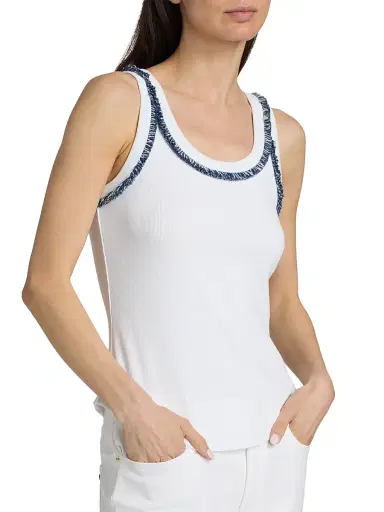 Cinq à Sept Women's Quenta Bicolor Fringe Tank - White Twilight - Size XL | Thumbnail 6