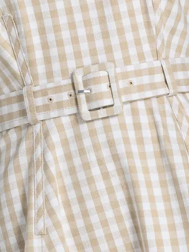 Cinq à Sept Women's Zelda Gingham Denim Asymmetric Tea-Length Dress | Thumbnail 7