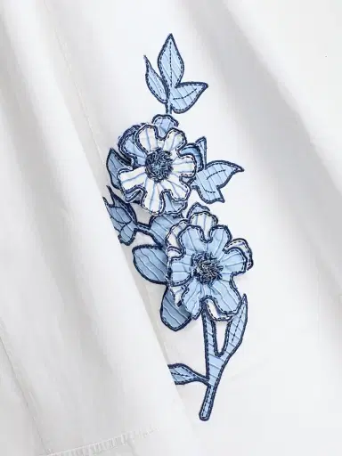 Cinq à Sept Women's Samara Striped Floral Appliqué Midi-Skirt | Thumbnail 7 Cinq à Sept Women's Samara Striped Floral Appliqué Midi-Skirt | Thumbnail 7