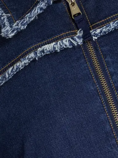 Cinq à Sept Women's Indria Denim Fringe Crop Bomber Jacket - Twilight - Size XL | Thumbnail 7