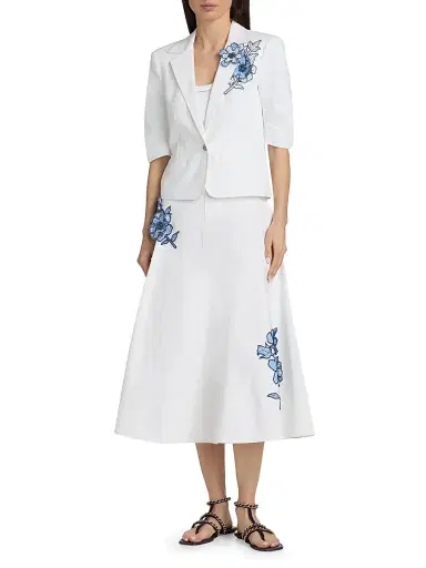 Cinq à Sept Women's Khloe Striped Floral Appliqué Petit Blazer | Thumbnail 2