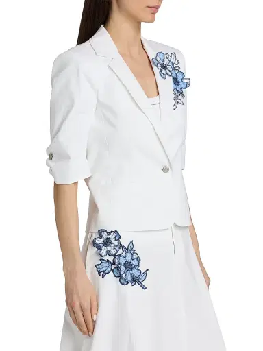 Cinq à Sept Women's Khloe Striped Floral Appliqué Petit Blazer | Thumbnail 4