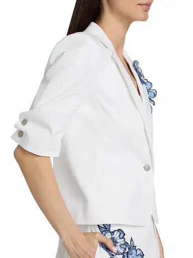 Cinq à Sept Women's Khloe Striped Floral Appliqué Petit Blazer | Thumbnail 6