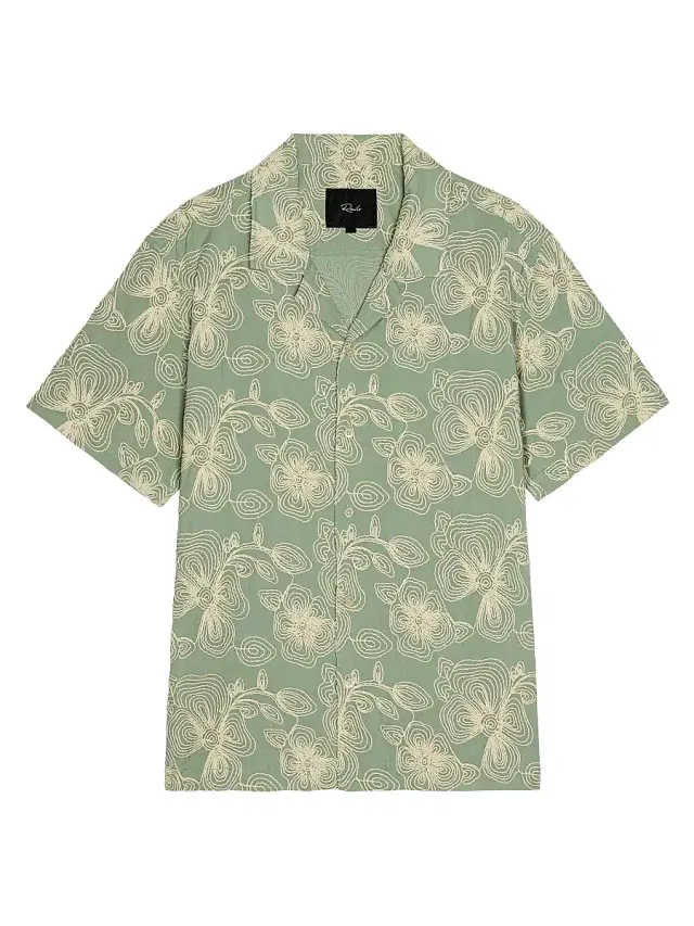 Rails Men's Tyler Rope-Embroidered Cotton Camp Shirt - Floral Rope Jade