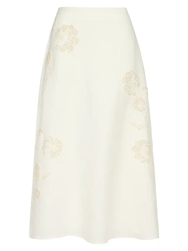 TWP Women's Floral Embroidered A-Line Midi-Skirt - Ivoire