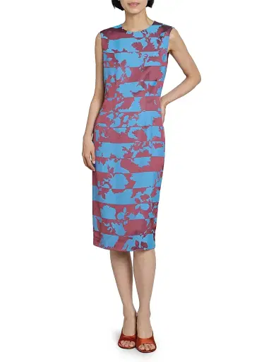 Dries Van Noten Women's Delavina Abstract Satin Sleeveless Midi-Dress | Thumbnail 2 Dries Van Noten Women's Delavina Abstract Satin Sleeveless Midi-Dress | Thumbnail 2