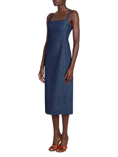 Dries Van Noten Women's Debano Geometric Denim Midi-Dress - Dessin B | Thumbnail 4 Dries Van Noten Women's Debano Geometric Denim Midi-Dress - Dessin B | Thumbnail 4
