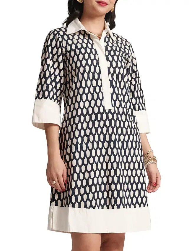Women's Tracey Loop-Print Cotton Poplin Minidress - Navy Multi