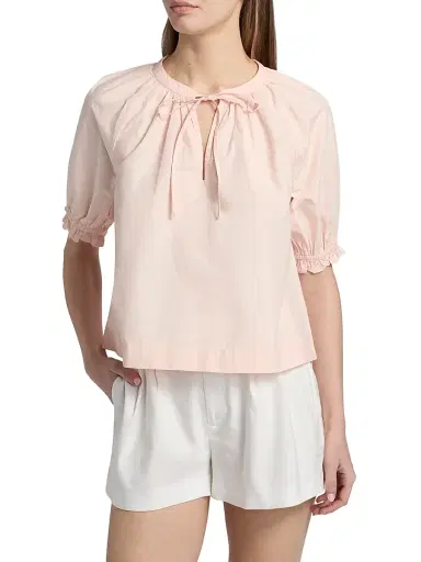 Ciao Lucia Women's Esti Tieneck Cotton Poplin Top - Powder - Size XL | Thumbnail 3 Ciao Lucia Women's Esti Tieneck Cotton Poplin Top - Powder - Size XL | Thumbnail 3